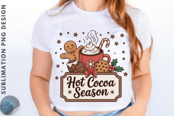 Brushstroke Hot Cocoa Season Bow PNG Des