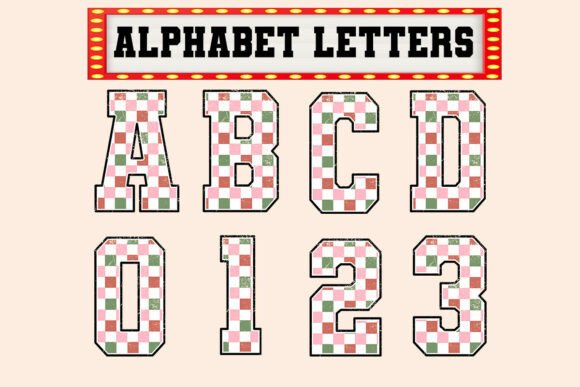 Christmas Alphabet Set Pink Checkered