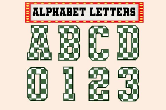 Christmas Checkered Alpha Set Clip Art2
