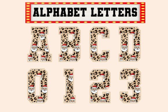 Christmas Leopard Santa Alphabet Set