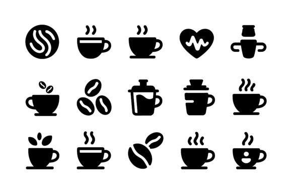 Coffee Shop Cafe Icon Set EPS