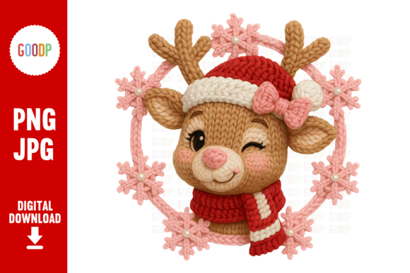Crochet Reindeer Wreath PNG