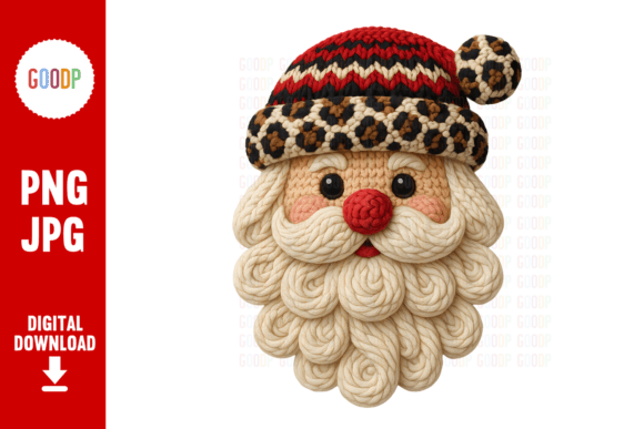 Crochet Santa with Leopard Hat PNG