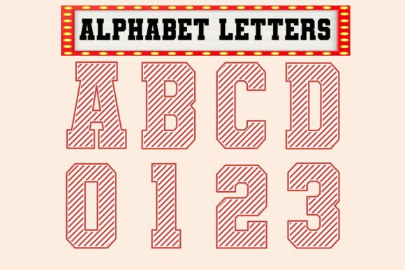 Cute Alphabet Set Christmas Red Strip