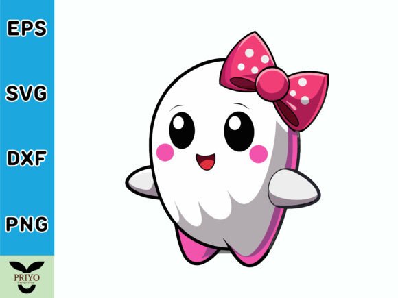 Cute Ghost with Pink Bow Adorable