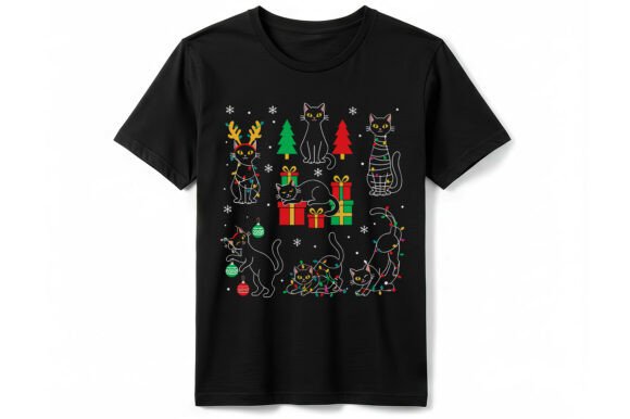Funny Cat Christmas Lights T-shirt