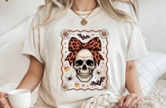 Retro Skeleton Halloween Coquette PNG