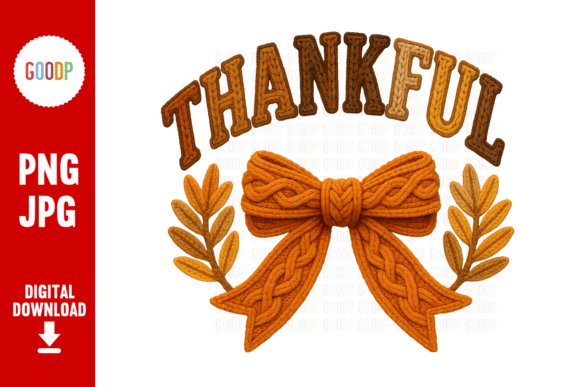 Thankful Crochet Bow Leaves PNG
