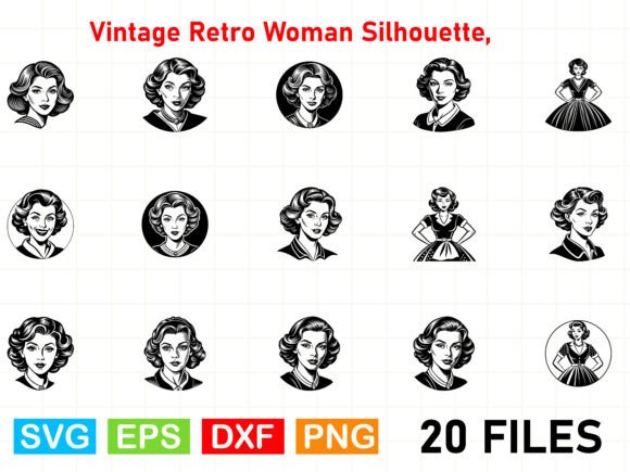 Vintage Retro Woman Silhouette