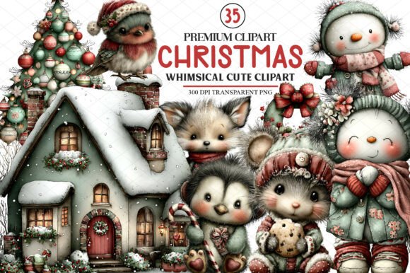 Whimsical Cute Christmas Clipart
