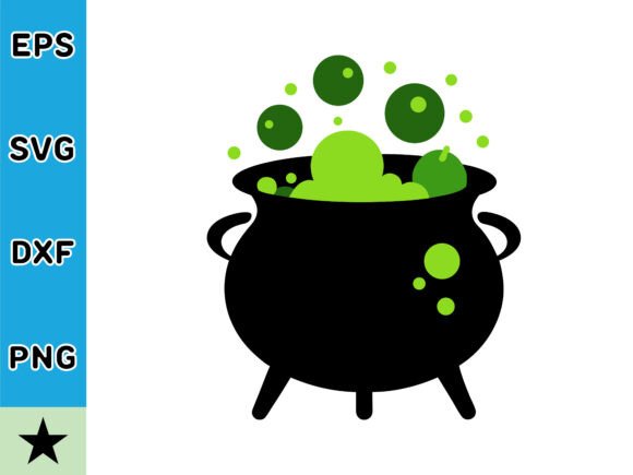 Witches Cauldron with Bubbling Green